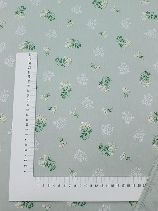 Плательный хлопок Веточки ромашки цв.бл.голубой мох, ш.1.45м, хлопок-100%, 105гр/м.кв - Купава фото 4
