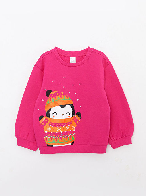 Bisiklet Yaka Uzun Kollu Bask?l? K?z Bebek Sweatshirt 2li - Waikiki фото 2