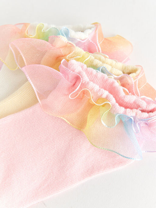 T?l Detayl? K?z ?ocuk Patik ?orap 3l? - Waikiki фото 3