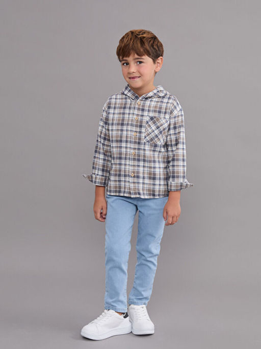 Kap??onlu Ekose Erkek ?ocuk Oduncu G?mlek