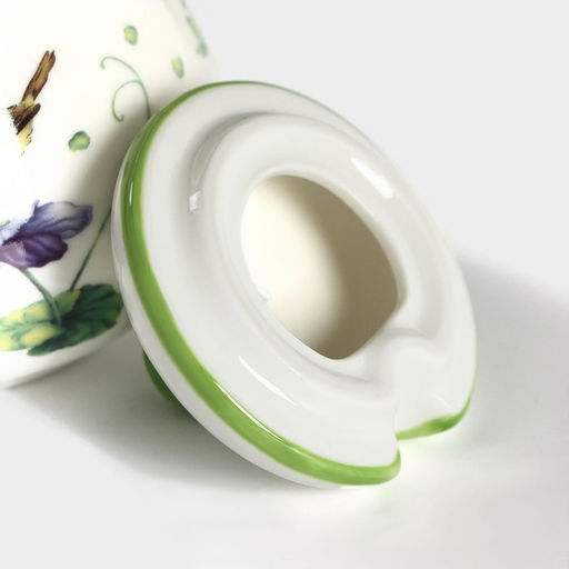 Сахарница с ложкой Доляна «Зелёный сад», 320 мл, 10×9 см, фарфор