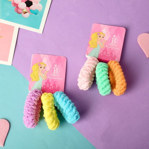 Цена за 6 шт. Резинки для волос «Спорт», набор 3 шт., завитушки, 4 см, МИКС