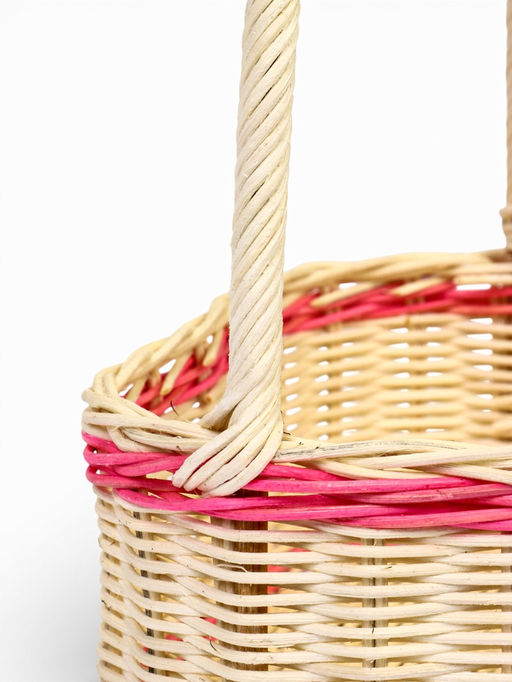 Корзина плетёная, в форме сердечка, набор 3 шт., лоза, кукуруза, с розовой полоской