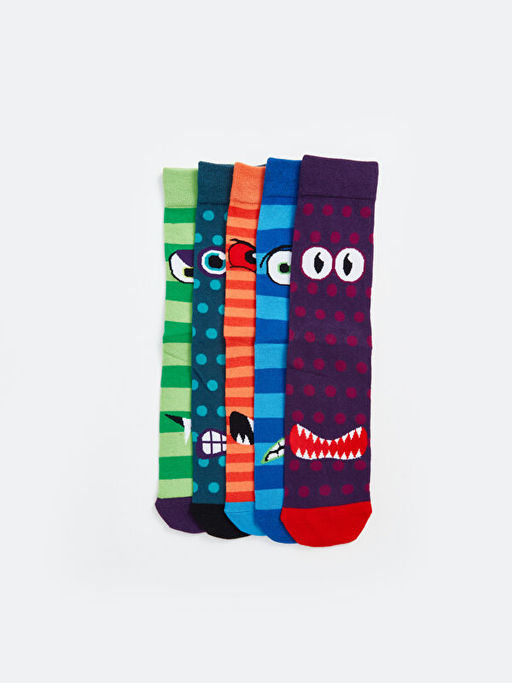 H12 Bask?l? Erkek Soket ?orap 5li