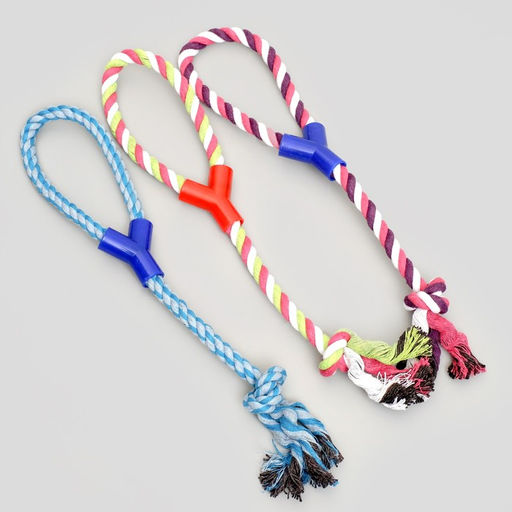 Игрушка канатная Узел с ручкой, до 100 г, до 42 см, микс цветов - Пижон фото 5