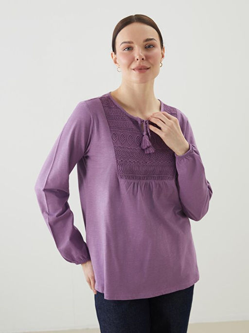 Ba?lamal? Yaka Nak??l? Kad?n Bluz