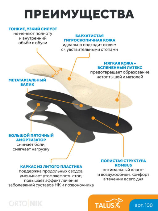 Talus Каркасные ортопедические стельки для коррекции плоскостопия арт. 108 - Орто.ник фото 7