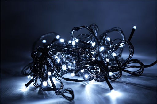 Эл. гирлянда диодная 180 ламп 10м темный провод (723179/129л) холодно-белая, в тубе