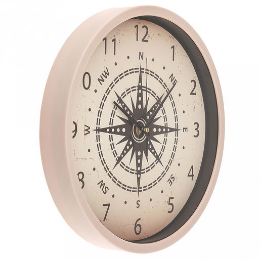 Часы настенные Роза ветров д30,2см, h4,2см, циферблат Компас кремовый; цифры арабские, черный; корпус пластик, пудровый; в коробке (Китай) - Домашняя мода фото 2