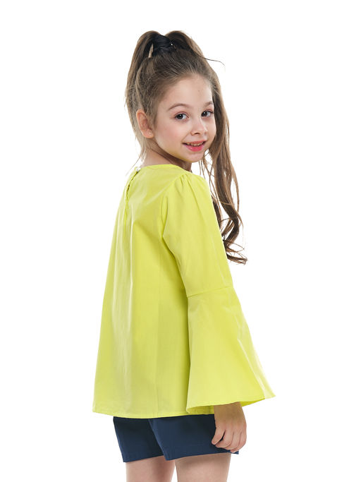 Блузка с жемчугом на праздник UD 4531 неон-желтый - Mini maxi фото 2