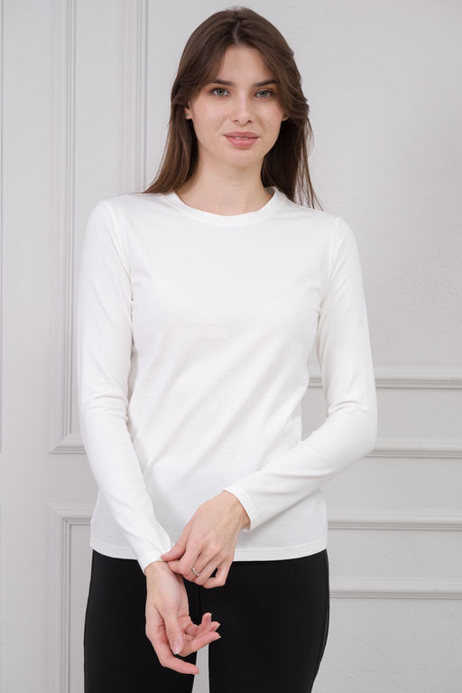 Лонгслив женский из кулирки с лайкрой молоко - Амадэль фото 9