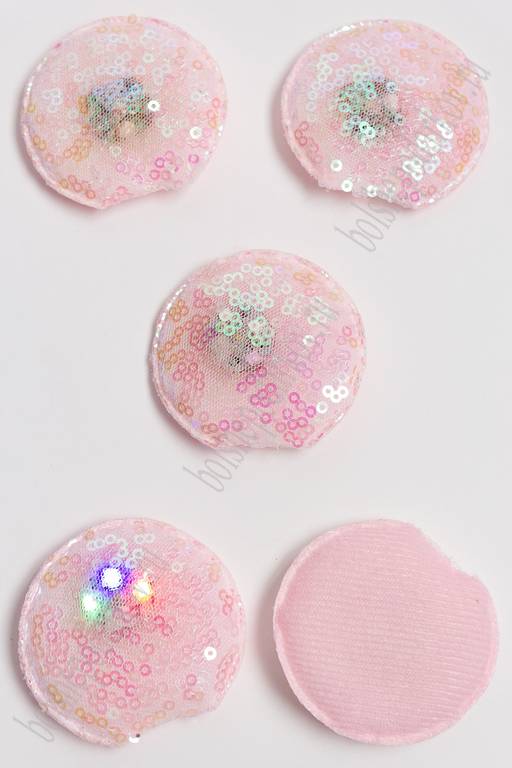 Патч с пайетками "Ушки круглые" 5,5*5 см (5 шт) SF-3165, светло-розовый УЦЕНКА