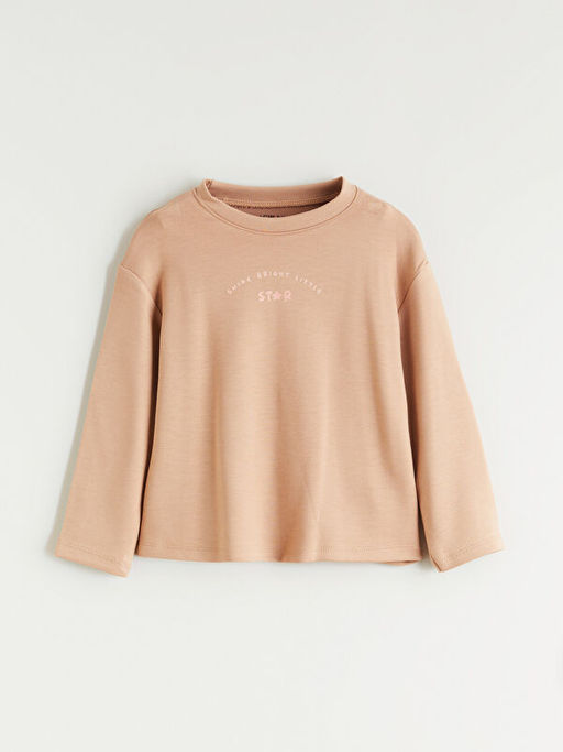 Bisiklet Yaka Bask?l? K?z Bebek Sweatshirt