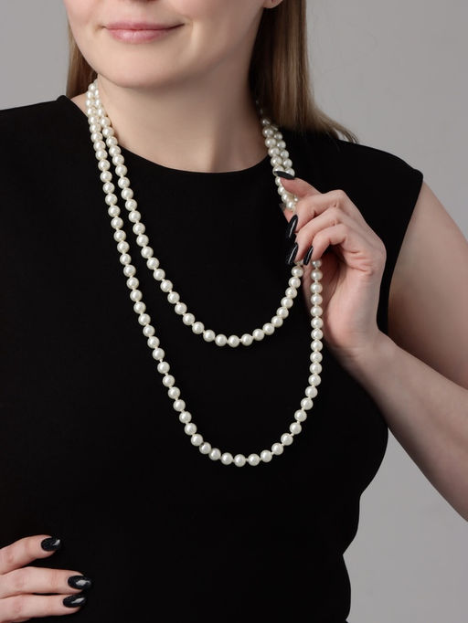 Бусы Классика шар №8, цвет молочный, L=125 см