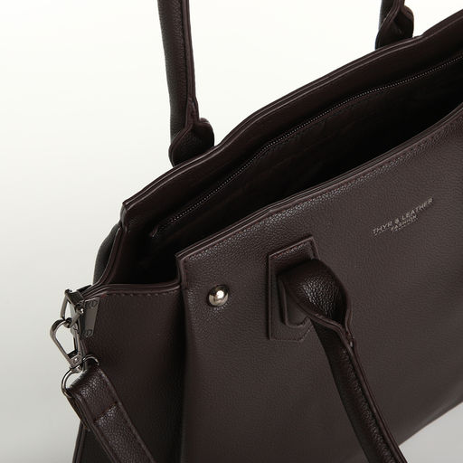 Сумка женская тоут, на молнии, цвет тёмно-коричневый - Simaland фото 6