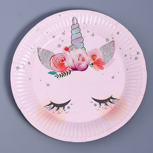 Цена за 10 шт. Тарелка бумажная Единорог, мордочка, 18 см - Страна карнавалия фото 10