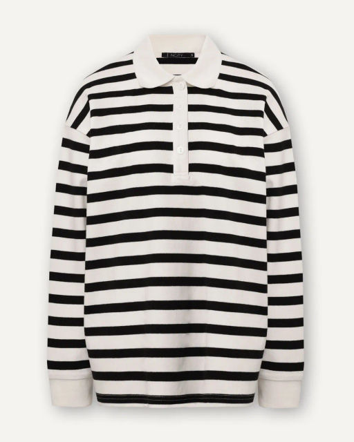 Блузка-поло в широкую горизонтальную бело-зеленую полоску - Incity фото 20