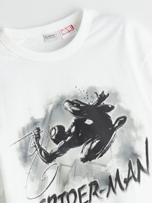 Bisiklet Yaka Spider-Man Bask?l? Erkek ?ocuk Ti??rt