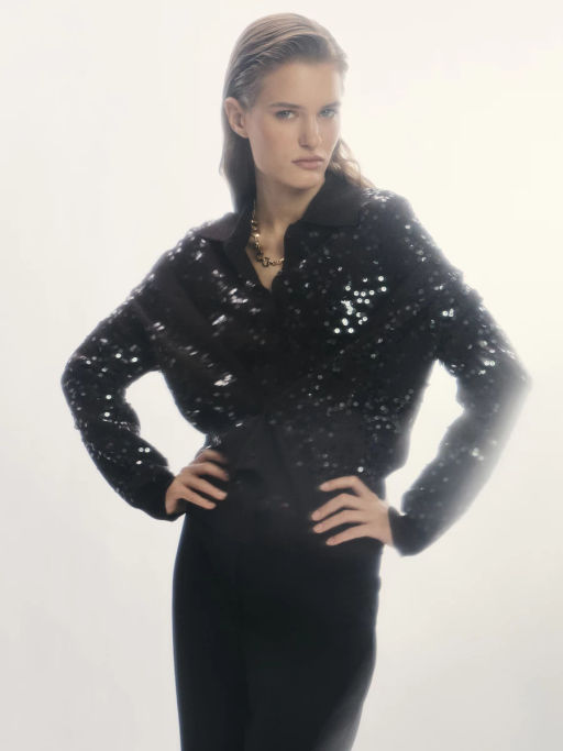 Приталенный кардиган с пайетками из вискозы / Zarina