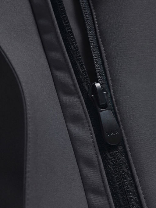 Парка женская софтшелл виндстоппер удлинённая с капюшоном черного цвета 9614_1Ch