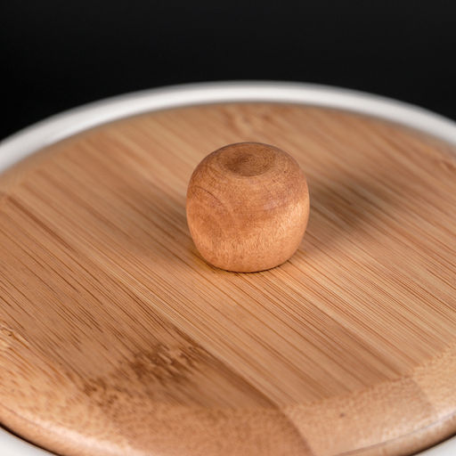 Бочонок фарфоровый с краником на деревянной подставке BellaTenero, 2.5 л, белое