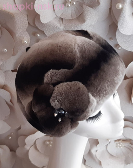 Волна мех.цветок кролик Берет женский (56-58)