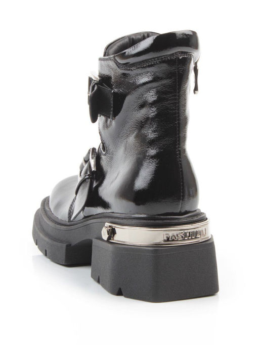 01-D1-8071 BLACK Ботинки демисезонные женские (натуральная кожа, байка)