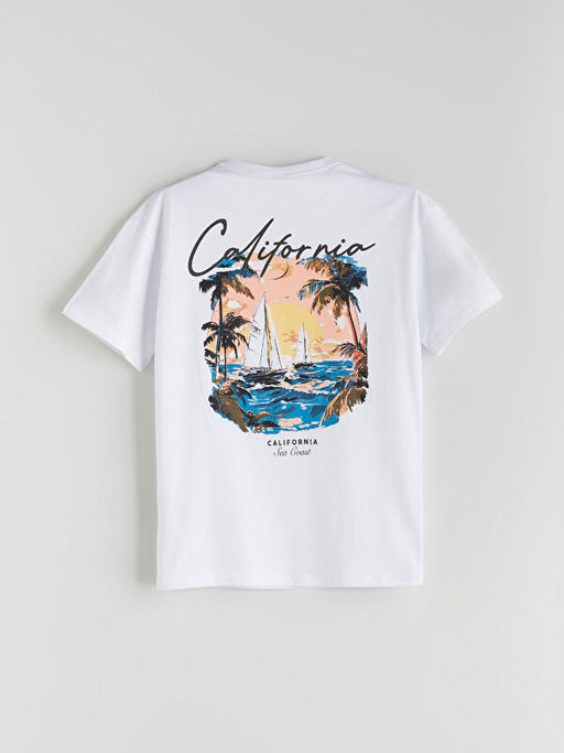 Bisiklet Yaka California Bask?l? Erkek ?ocuk Ti??rt