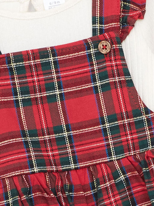 Ekose Desenli K?z Bebek Salopet ve Bluz 2li Tak?m - Waikiki фото 2