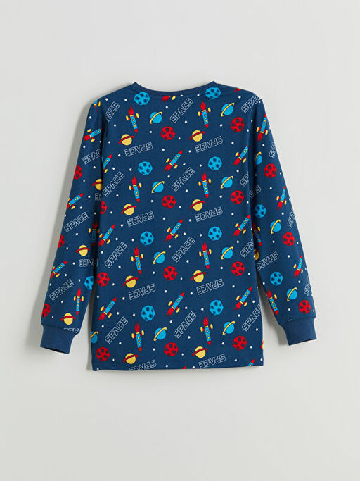 Bask?l? Erkek ?ocuk Pijama ?st