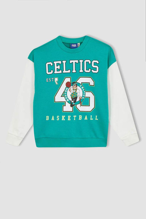 Толстовка свободного кроя с круглым вырезом NBA Boston Celtics для девочек - Defacto фото 6