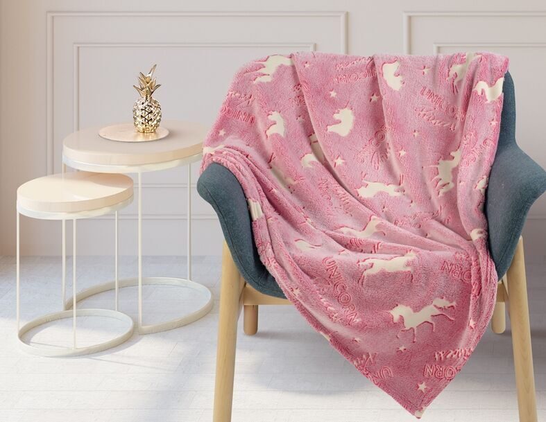 Покрывало-плед Единороги- светится в темноте!!! фланель-микрофибра 150*200 см. - Лен поволжья фото 4