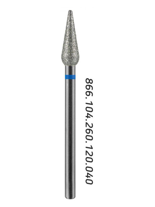 Manita Professional Фреза алмазная капля большая для аппаратного маникюра 866.104.260.120.040 ФАК-4,0 12С, синяя насечка, o 4,0 мм, 5 шт.  фото 4