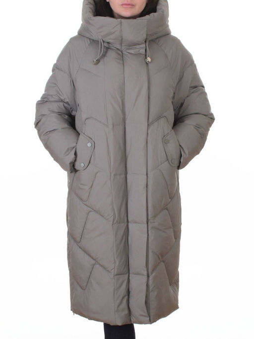 A621 GRAY/GREEN Пальто зимнее женское (200 гр. холлофайбер)