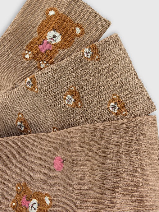 Носки женские мультипак (3 пары) коричневые с рисунком в виде медведей - Mark formelle фото 4