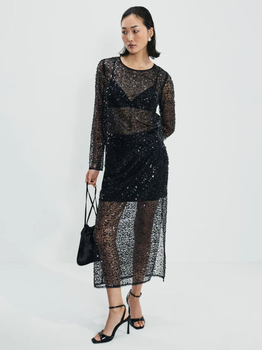 Двухслойная юбка миди c пайетками / Zarina