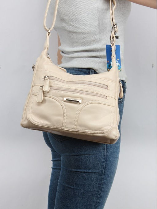 Сумка женская искусственная кожа Guecca-RY 2000, 2отд, плечевой ремень, светло-бежевый SALE 264977 - Adelia фото 9