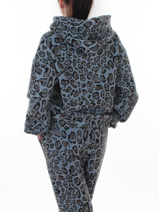 003 LT. BLUE/LEOPARD Костюм спортивный зимний женский (95% хлопок, 5% полиэстер)