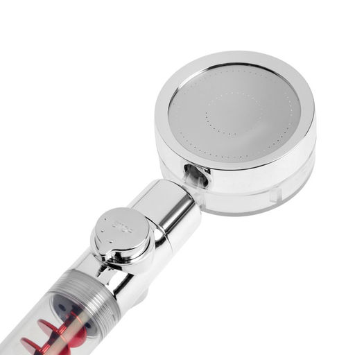 Лейка для душа ZEIN Z4088, микроточки, кнопка «стоп», вентилятор, спираль, красный/хром