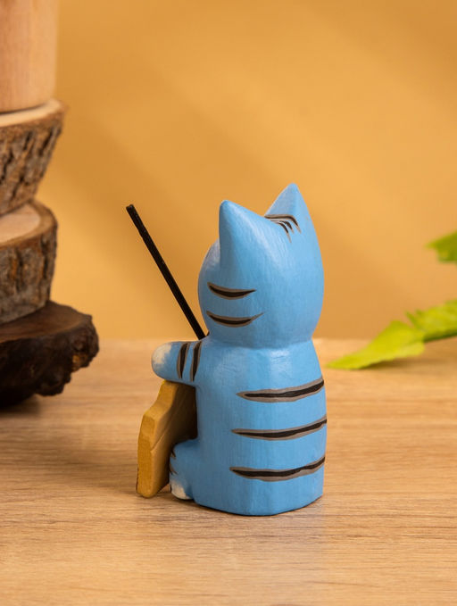 Сувенир «Кот с контрабасом», 4×5×8 см, дерево, МИКС