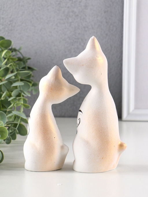 Набор фигурок керамика Love Коты ушастые, 2 шт., в цветочек, 13?6?17 см