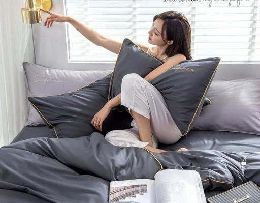 КПБ Mency однотонный с вышивкой MENO002 Семейный