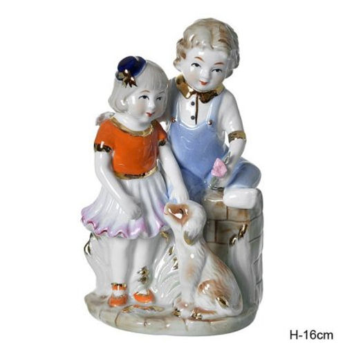 Статуэтка Девочка и мальчик с собакой 16 см / 170606 /уп 60/ - Галеонтрейд фото 2