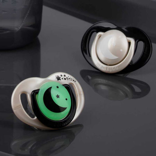 Двойная ортодонтическая пустышка с боксом для хранения 6+, Pearl & Black / Day & Night 2 шт 7124593 - Mamajoo фото 3