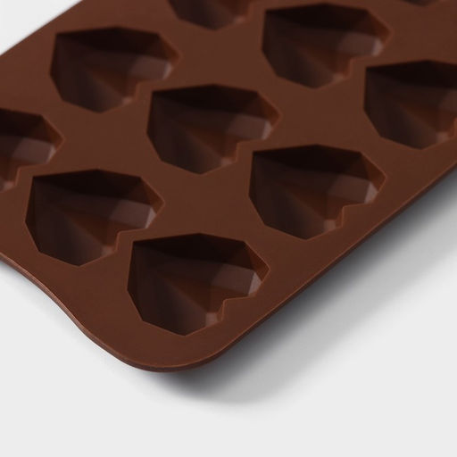 Цена за 2 шт. Форма для конфет и шоколада Доляна Холодное сердце, 20.5?10?1.5 см, 15 ячеек, силикон, коричневая