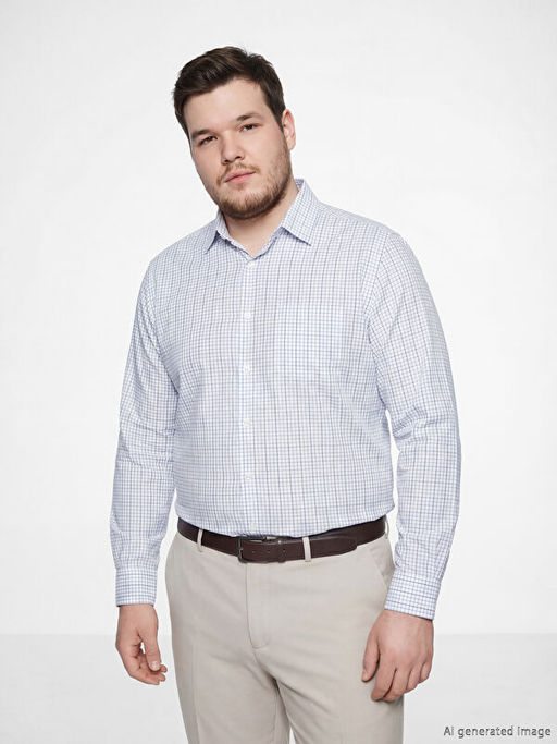 Regular Fit Uzun Kollu Ekose Gabardin Erkek G?mlek