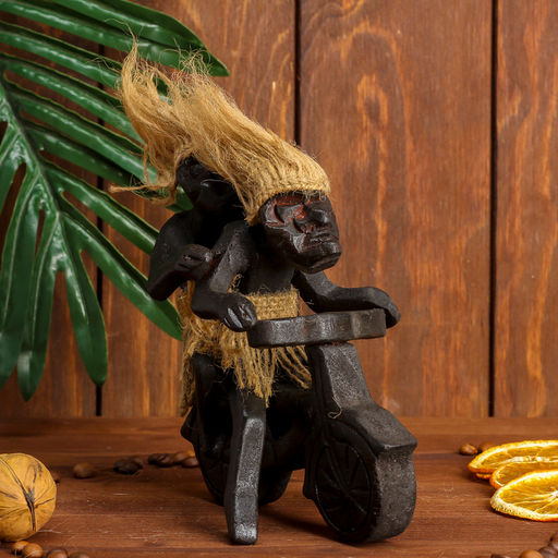 Сувенир «Аборигены на мопеде», 18 см, дерево