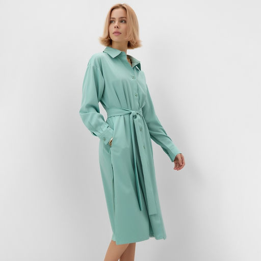 Платье женское миди MINAKU: Casual collection, зелёное, размер 50