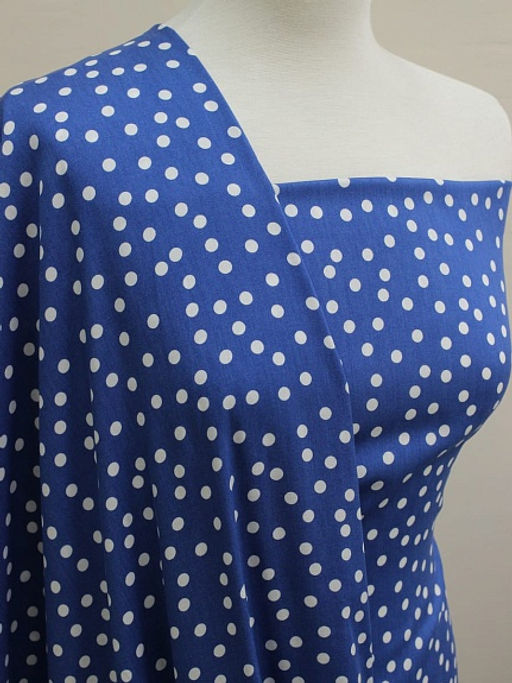 Штапель Россыпь белого гороха (7мм) цв.джинсово-синий, ш.1.45м, вискоза-100%, 90гр/м.кв - Купава фото 2