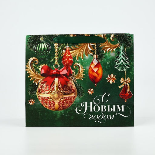 Пакет подарочный новогодний ламинированный «С Новым годом», ML 23×27×11.5 см